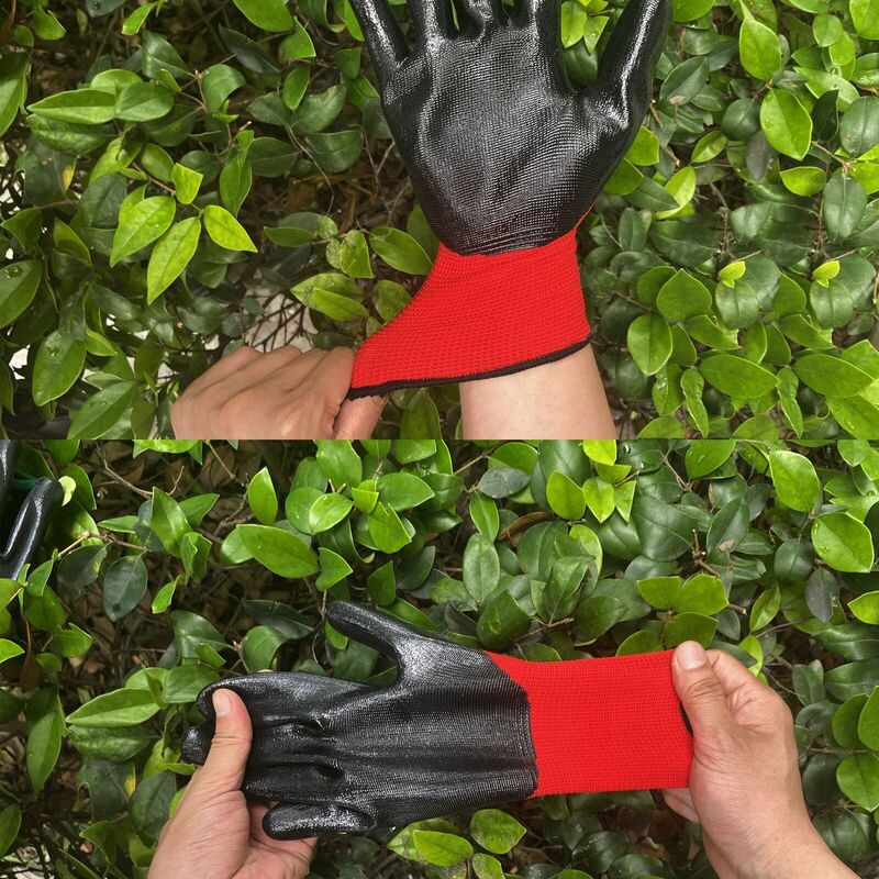 1 paio di guanti da lavoro di sicurezza guanti di cotone in Nylon nero Pu guanti da lavoro protettivi industriali guanti rivestiti con palmo fornitore di marca