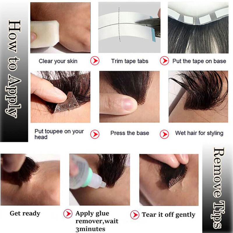 Testa frontal V laço perucas masculinas, pele fina PU Base linha fina, sistema de substituição do cabelo masculino Hairpiece, extensão invisível