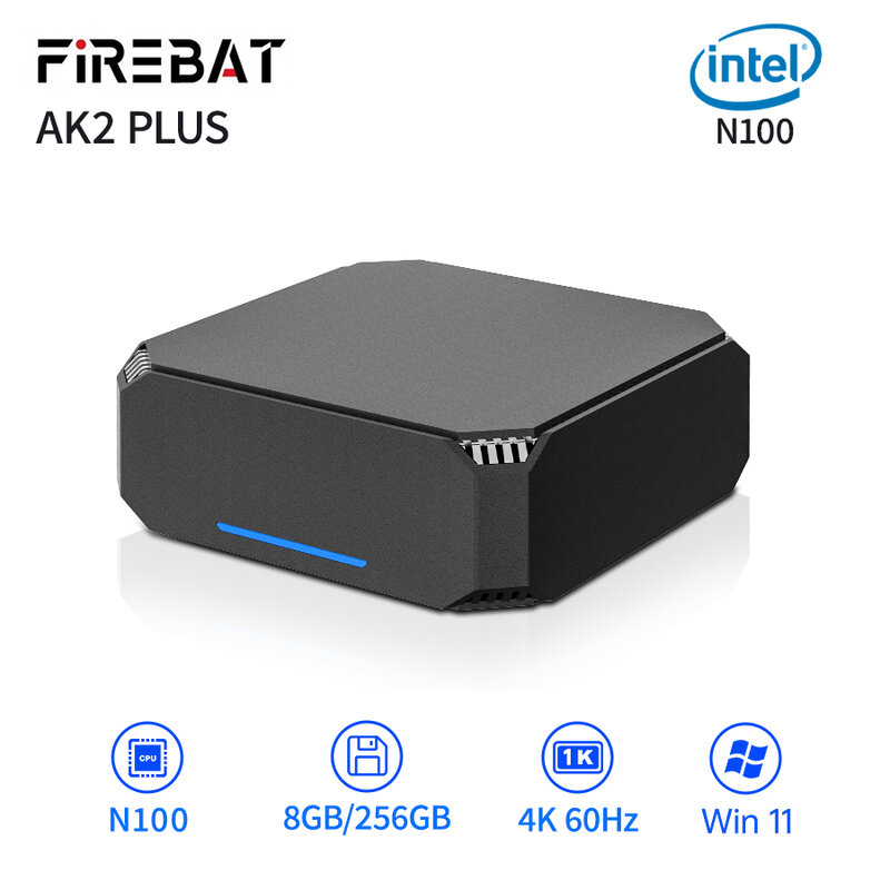 FIREBAT AK2 PLUS MiniPC Intel N100 Dual Band WiFi5 BT4.2 8GB 16GB 256GB 512GB Computer da gioco Desktop Mini PC Gamer