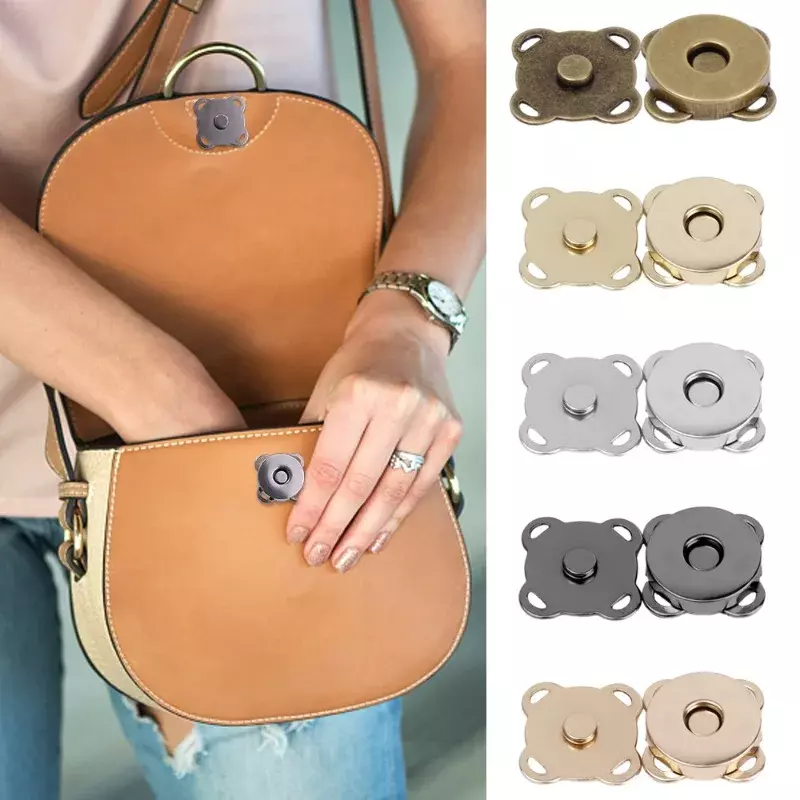 1/10set kancing jepret magnetik logam gesper tas tangan dompet tas kerajinan bagian tas kerajinan gesper pengisap Mini grosir