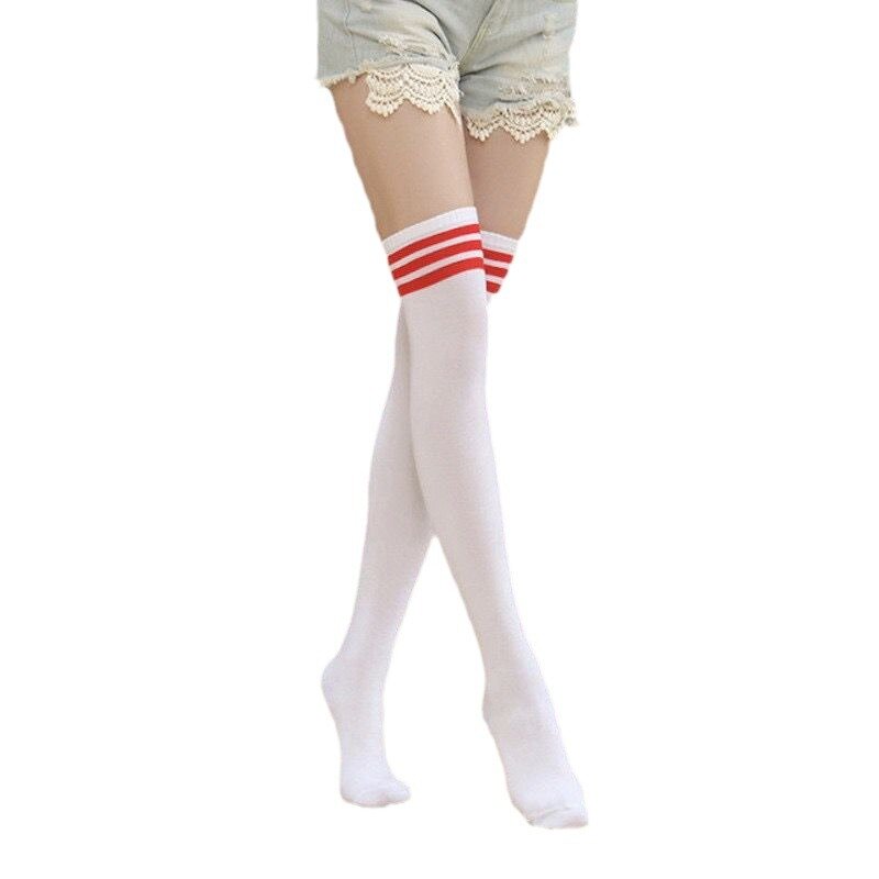 Midtube JK calcetines por encima de la rodilla para mujer, medias negras finas, medias de marea para estudiantes, Fútbol