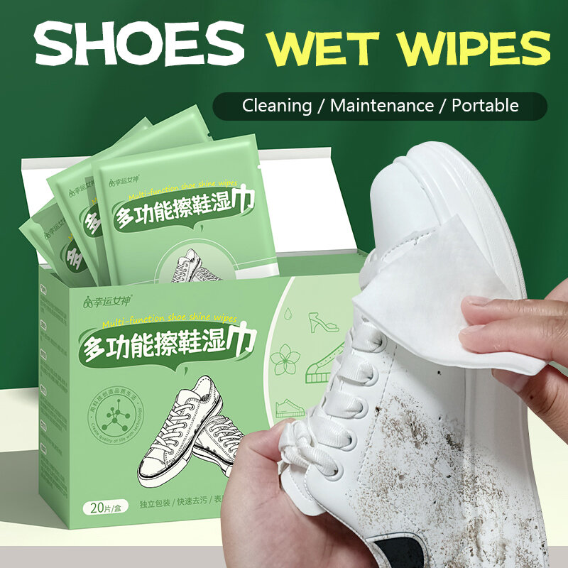 20pcs Small White Shoe Wipes Portable Shoe Shine Wipes for Traveling Out and About