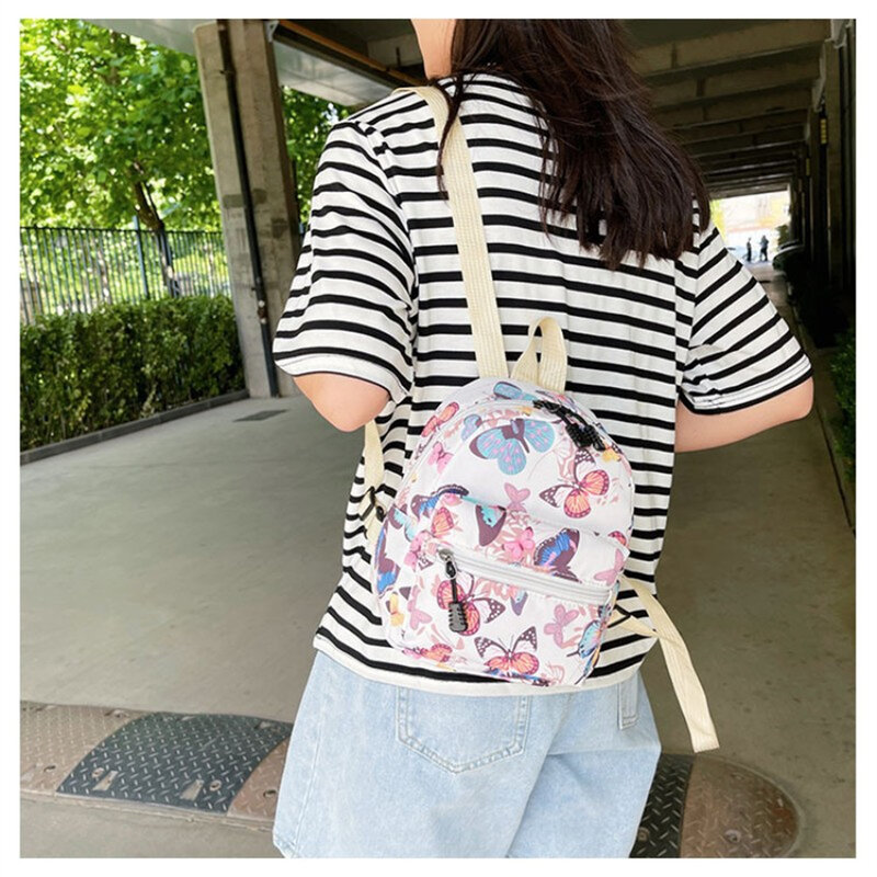 Mini mochila escolar com textura zebra e leopardo para mulheres, bolsa de ombro de viagem, mochila estudantil, bolsa de lona, moda fofa