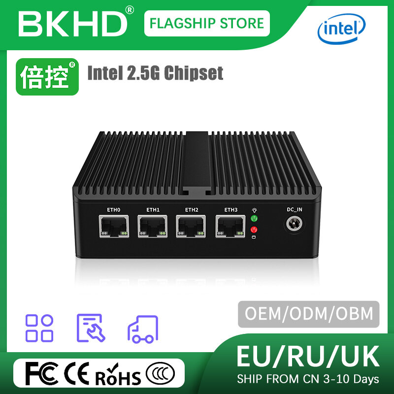 BKHD G30M 2023คอมพิวเตอร์ขนาดเล็กซอฟท์เราเตอร์ไฟร์วอลล์ VPN 4 LAN 2.5G Intel Alder Lake-N N100 Quad Cores pfsense opnsense DP HD Mi NVMe