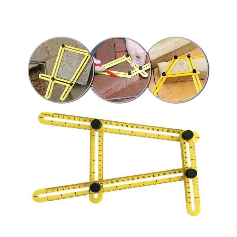 Modèle de règle multi-angles pliable en ABS, 4 instruments de mesure pliables et flexibles, fournitures pour le travail du bois