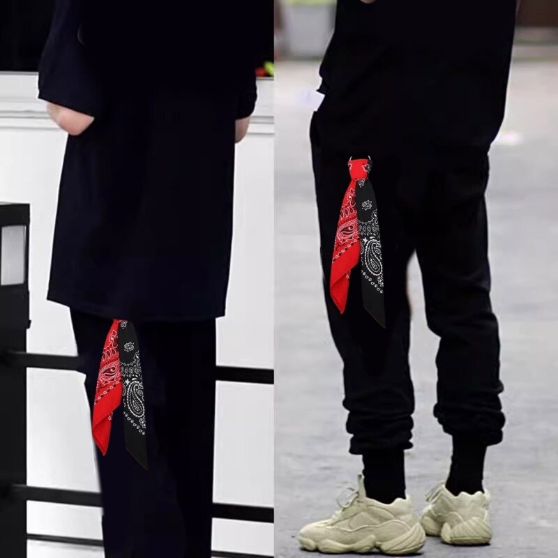 Modny nadruk nerkowca talii łańcuszek stylu hip-hopowym spodnie łańcuszek kwadratowy szalik spodnie łańcuszek na dżinsach