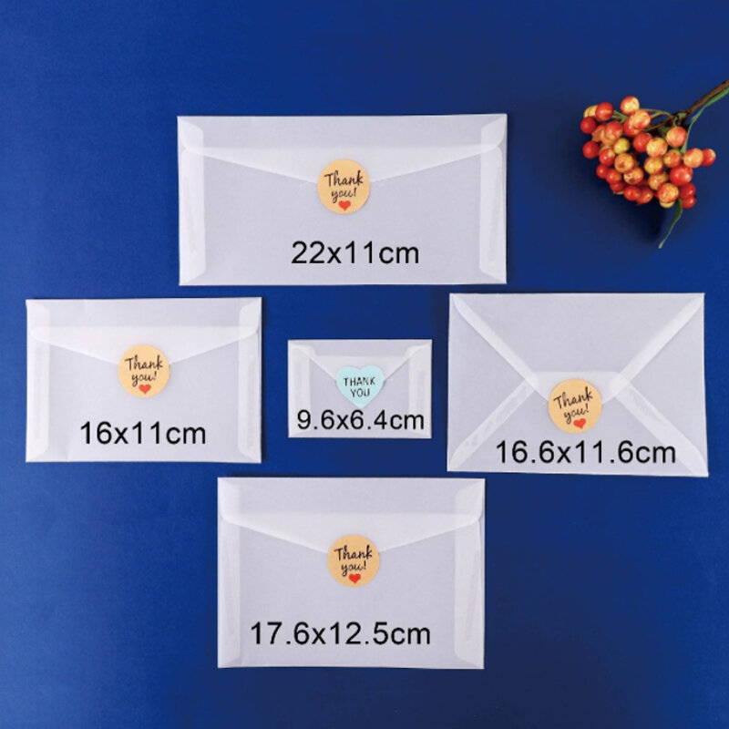 Enveloppes transparentes en papier acide sulfurique, 100 pièces, 16x11cm, cadeaux imperméables, matériel scolaire