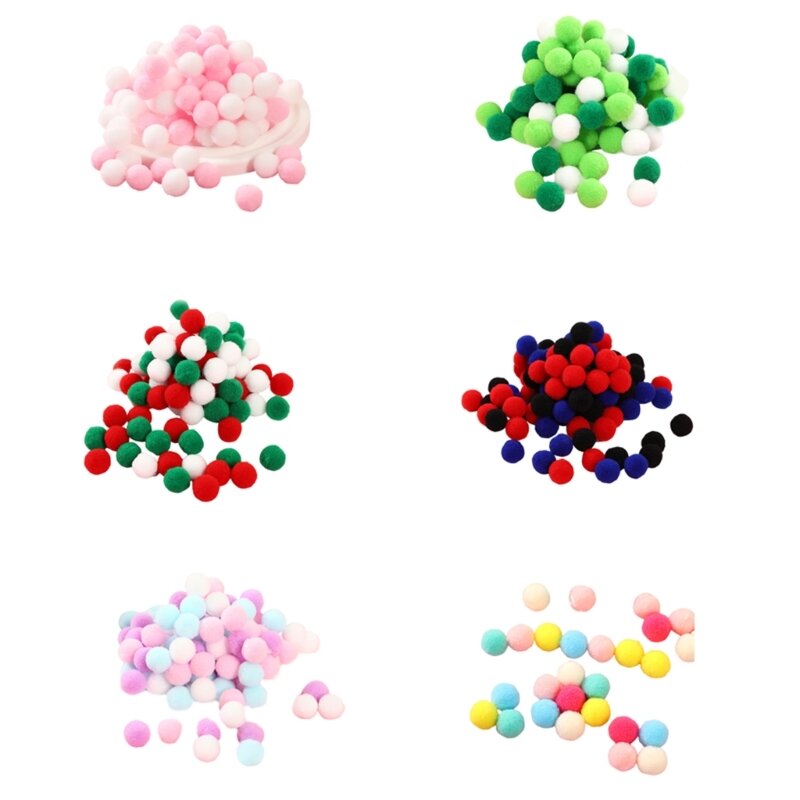 95AB 100 Uds. Apliques bolas pompones felpa coloridos para hacer sombrero mitones parches para coser ropa diadema hecha