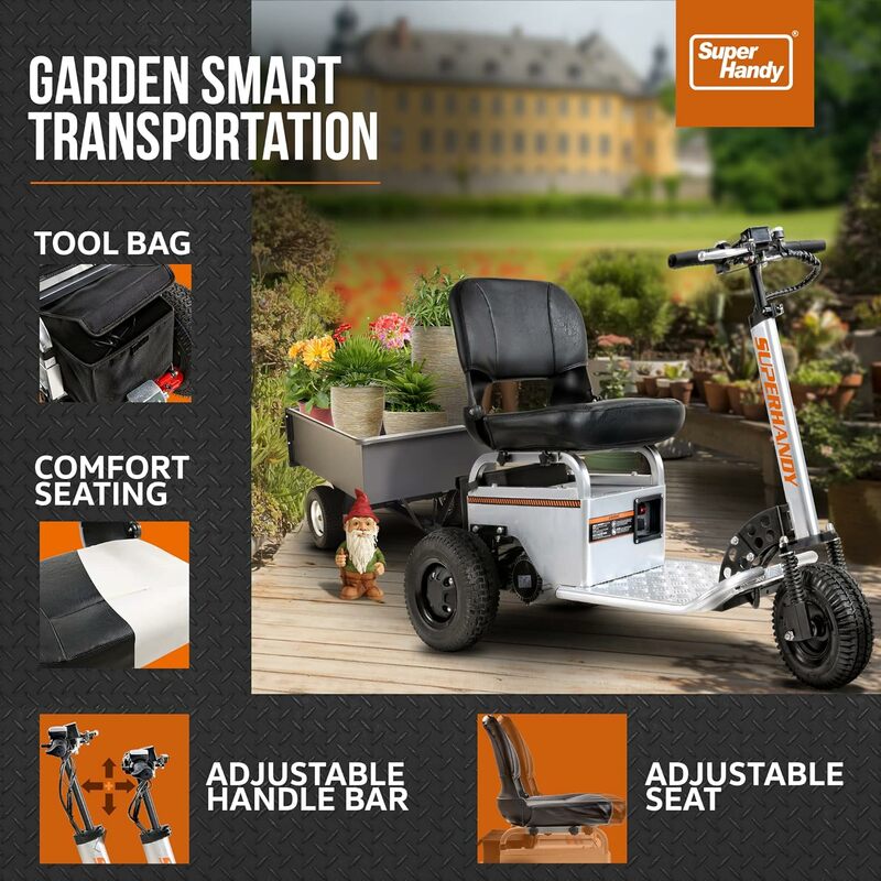 SuperHandy Electric Tugger Cart, Industrial Tow Tractor Riding Scooter - 1 Seater, 2600 lbs Towing Cap, 350 lbs Load Cap
