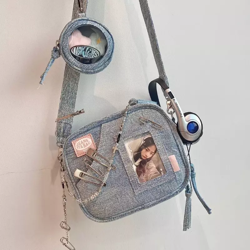 حقيبة يد أنيقة كلاسيكية من Xiuya Y2K من قماش الدنيم حقيبة أنيقة للخروجات اليومية لطيفة حقيبة يد مربعة فاخرة بتصميم عصري من موديلات ربيع 2023