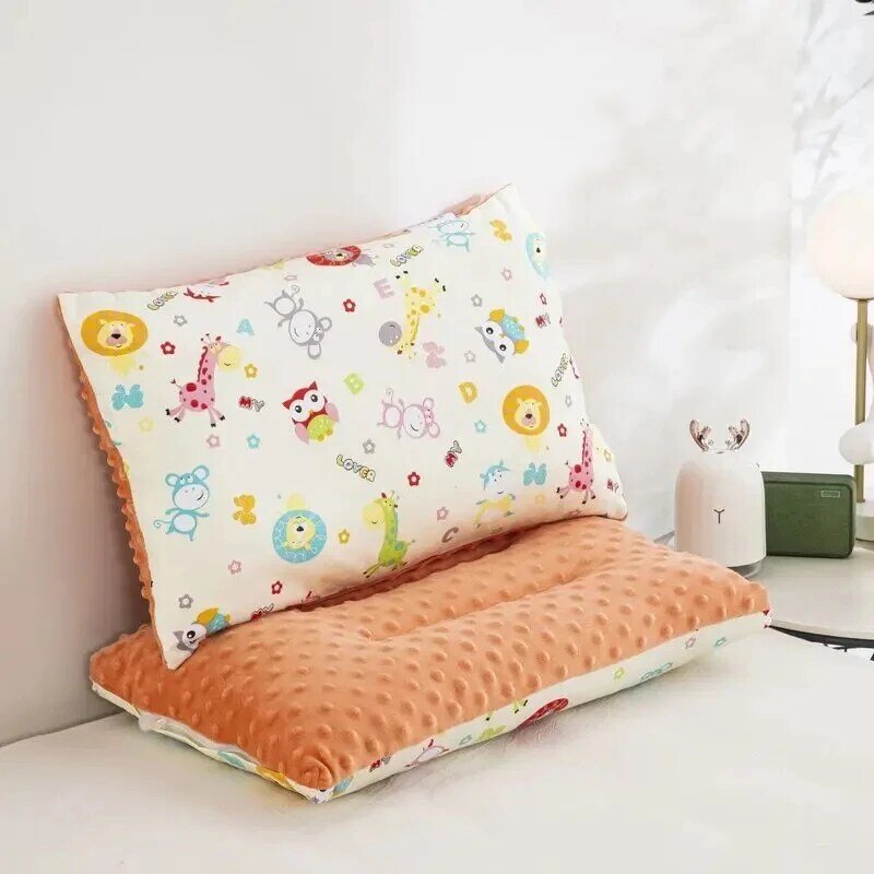 Almohada de algodón de doble cara para niños y niñas, almohada de terciopelo suave y transpirable, extraíble y lavable, 1 unidad