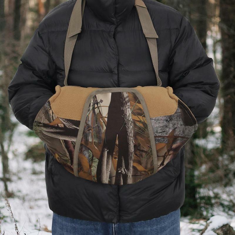 Camo Fleece Hand Muff für Männer Reiß verschluss Hand wärmer mit Sichtfenster Design isoliert wärmer zum Angeln Wandern Camping Eis