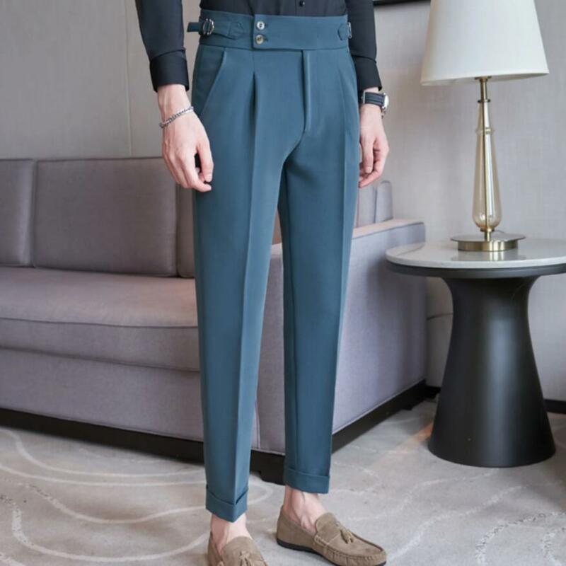 Męskie spodnie na co dzień Miękkie, obcisłe spodnie ze stretchem dla biznesowych pracowników biurowych Wywiad Impreza Ślub Męskie spodnie garniturowe 38-28