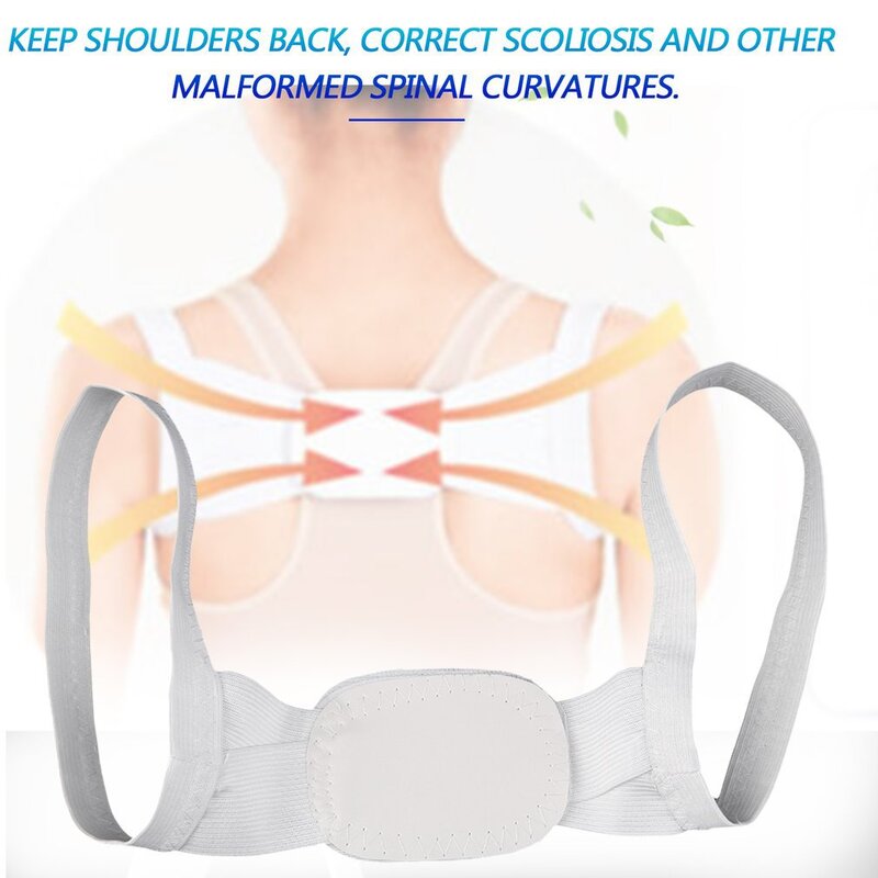 Terapia ajustável Postura Body Shoulder Support Belt Brace Back Corrector Braces & Supports Polyester White
