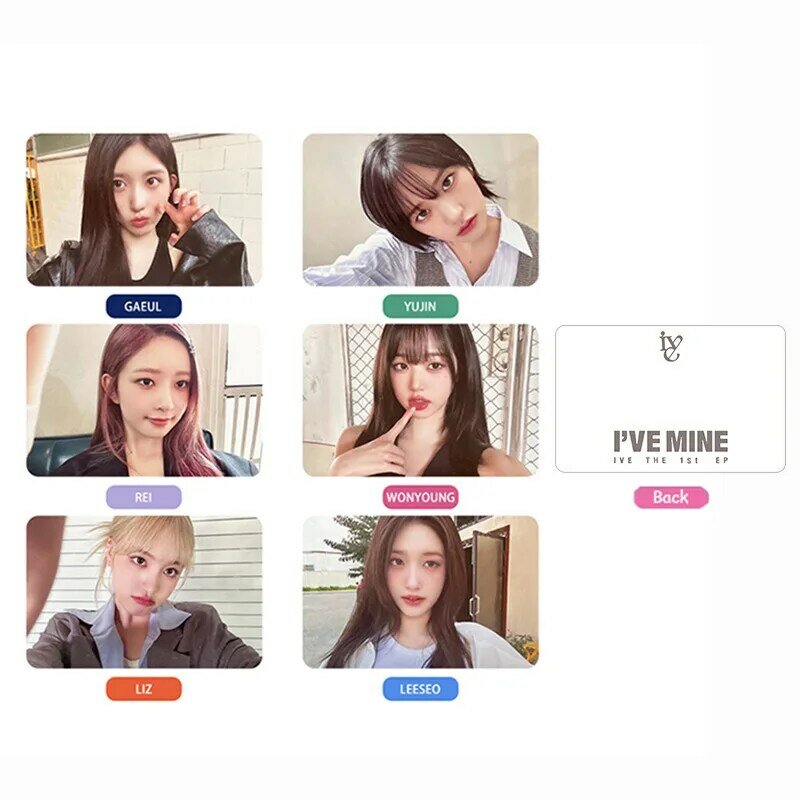 6PC IVE i MINE Album Starship Card LOMO Card Eleven Girl Group Wonyoung Glasses Round iz Rei Leeseo Photo Card cartolina KPOP