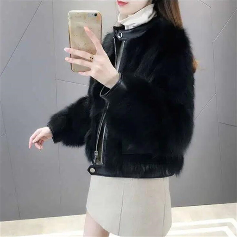 Elegant Plush Fur Coats Outerwear Overcoat Mink Fur Thick Warm Fur Coat Winter Fashion Faux Fur Jacket Fluffy Spring