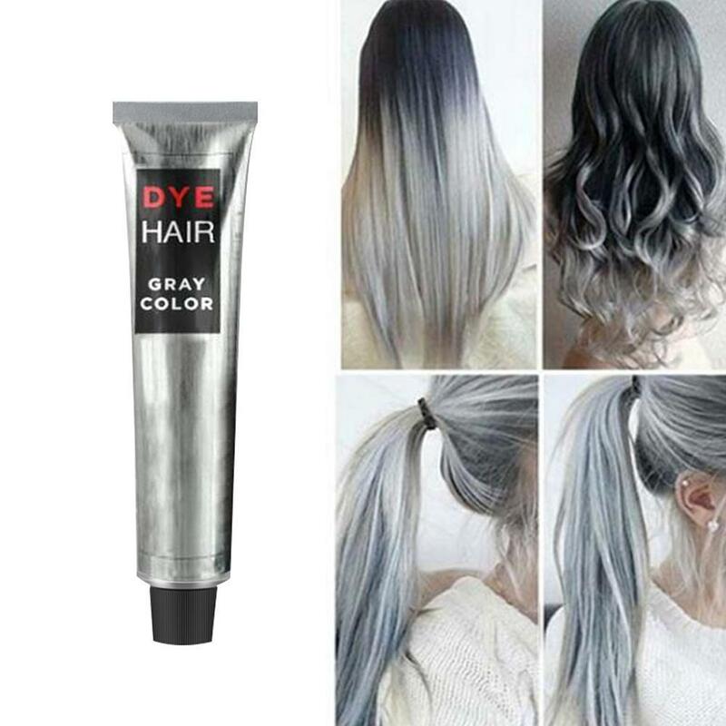 Crema de tinte para el cabello Unisex, Color gris ahumado, estilo Punk, gris claro, plata, permanente, 100ml