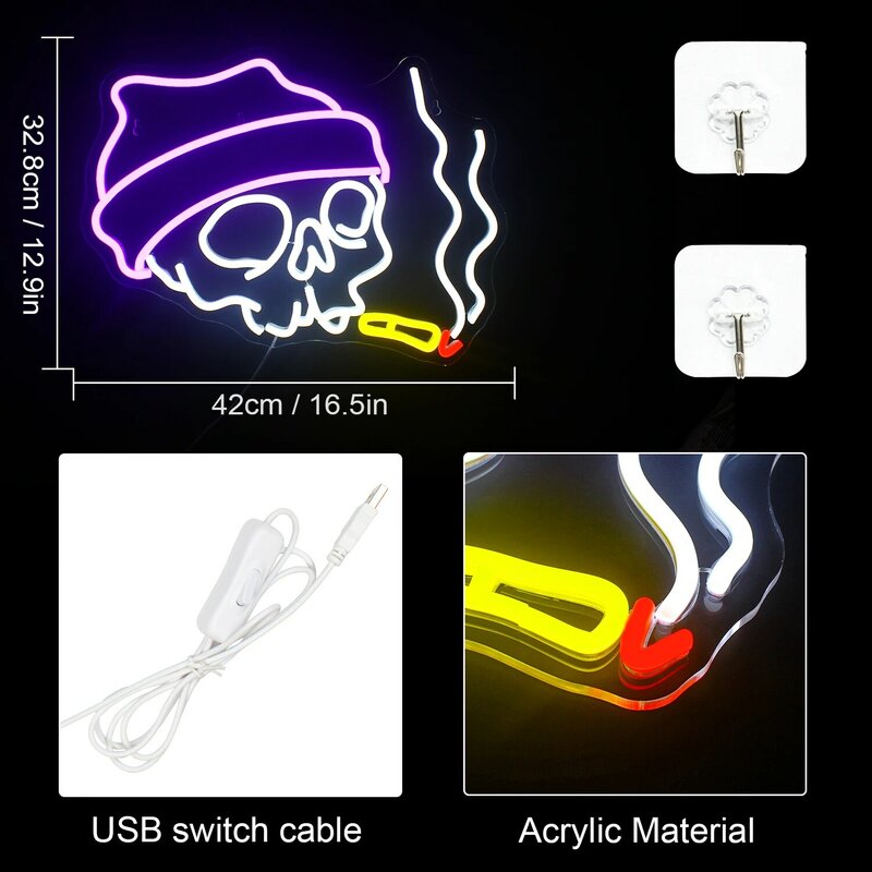 โคมไฟรูปหัวกะโหลกปากการูปหัวใจรูปหัวกะโหลกสุดสร้างสรรค์ไฟ LED สำหรับห้องเครื่องตกแต่งฝาผนังไฟติดผนังศิลปะแบบ USB สำหรับเทศกาลฮาโลโก้ห้องนอนปาร์ตี้