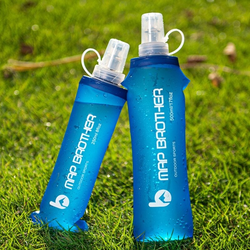 Botella de agua suave y plegable de TPU para deportes al aire libre, botella para correr, senderismo, ciclismo, escalada, duradera, 250ml-500ml