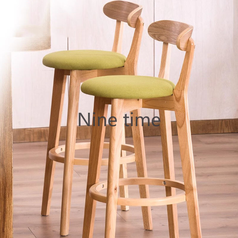 Luxury High Dining Bar Chairs Counter Accent Wood Modern Nordic Bar Chair Kitchen Office Taburetes Altos Cocina Home Furniture