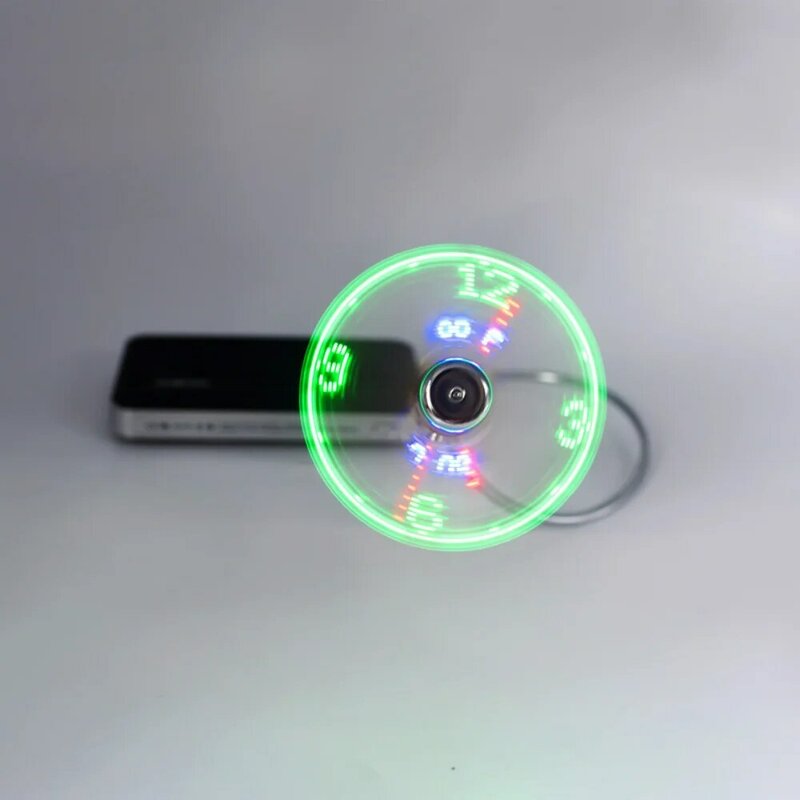 Mini luz nocturna pequeña USB con ventiladores, pantalla de tiempo y temperatura para portátil, Banco de energía, Notebook, PC, envío directo