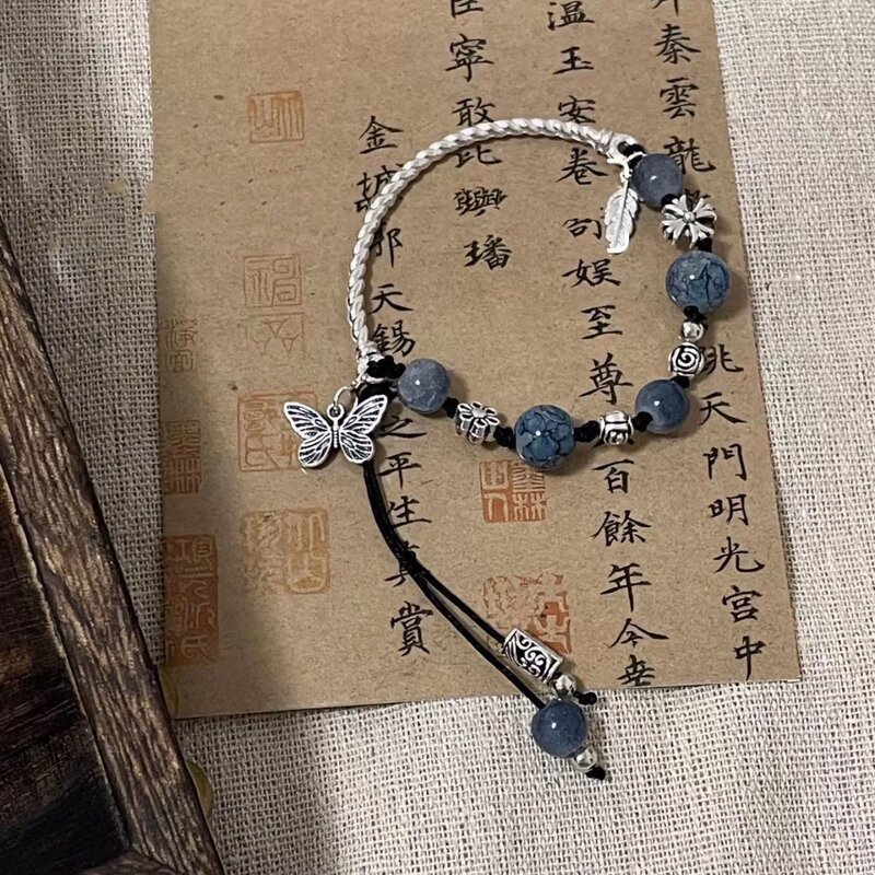 Ink butterfly hand-woven beaded bracelet women's jewelry small retro