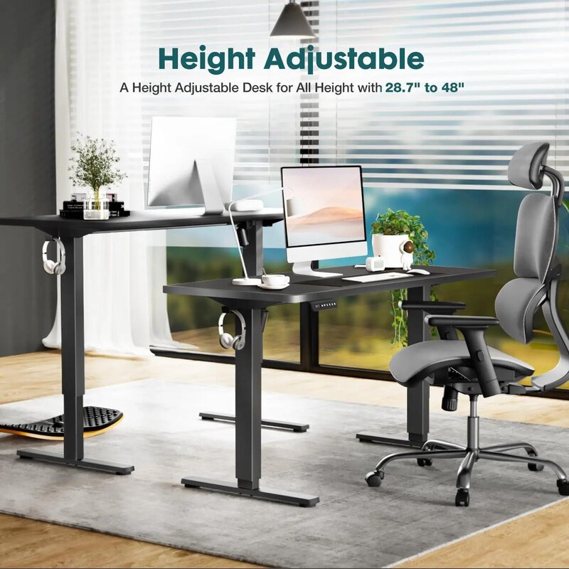 Standing Desk, Adjustable Height Electric Sit Stand Up Down Computer Table, 48x24 Inch Ergonomic Rising Desks for Work