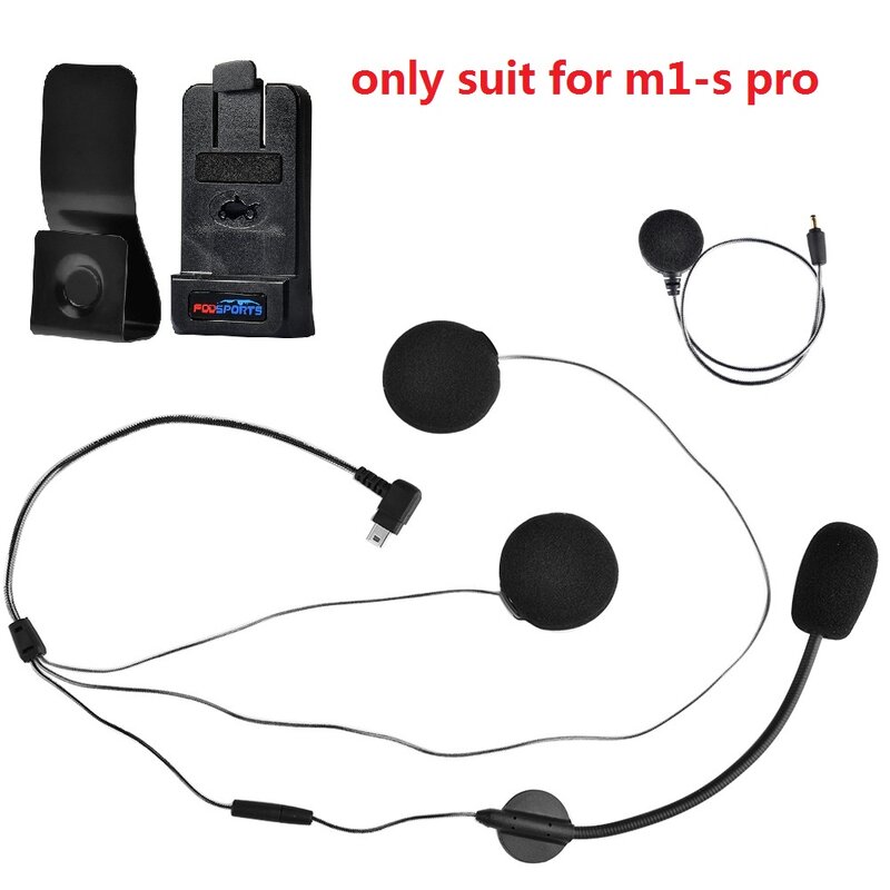 Fodsports-M1-S Pro Motocicleta Capacete Bluetooth Headset, fone de ouvido com microfone, clipe, interfone