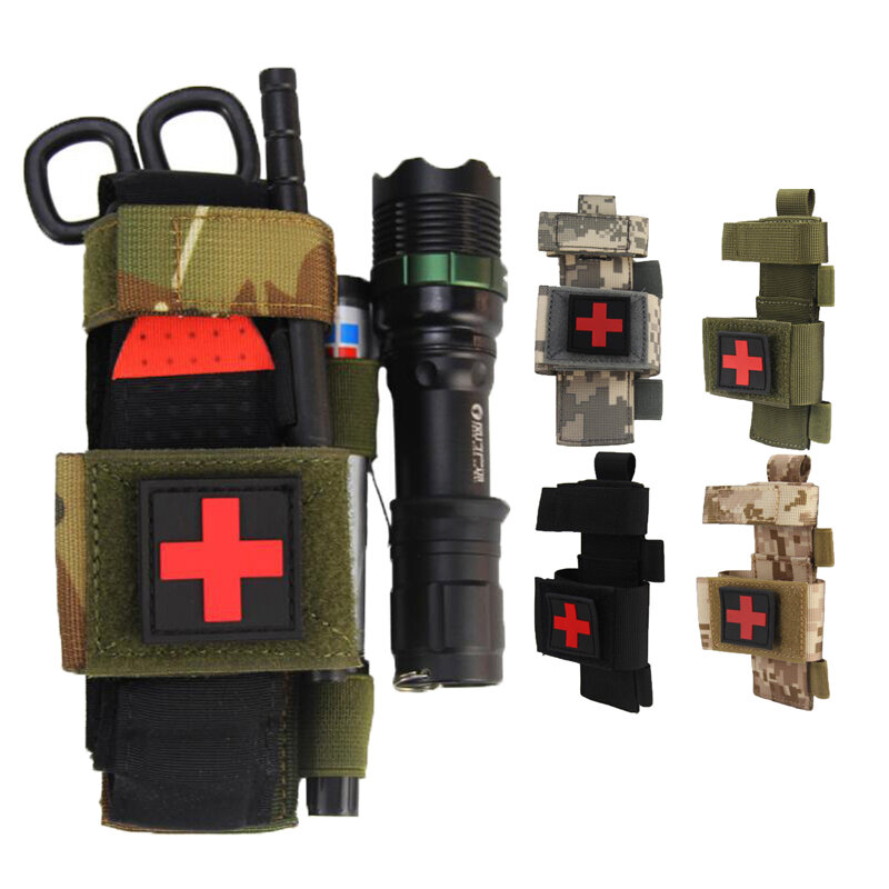 Molle Tactical Medical Scissor Pouch Tourniquet Holder EDC Waist Pack Hunting Military Accessory Flashlight Storage Holster Bag