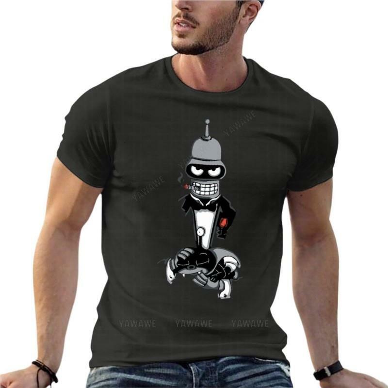 Черная рубашка Bender, смешные футболки большого размера с принтом, мужская одежда с коротким рукавом, футболка стандартного размера