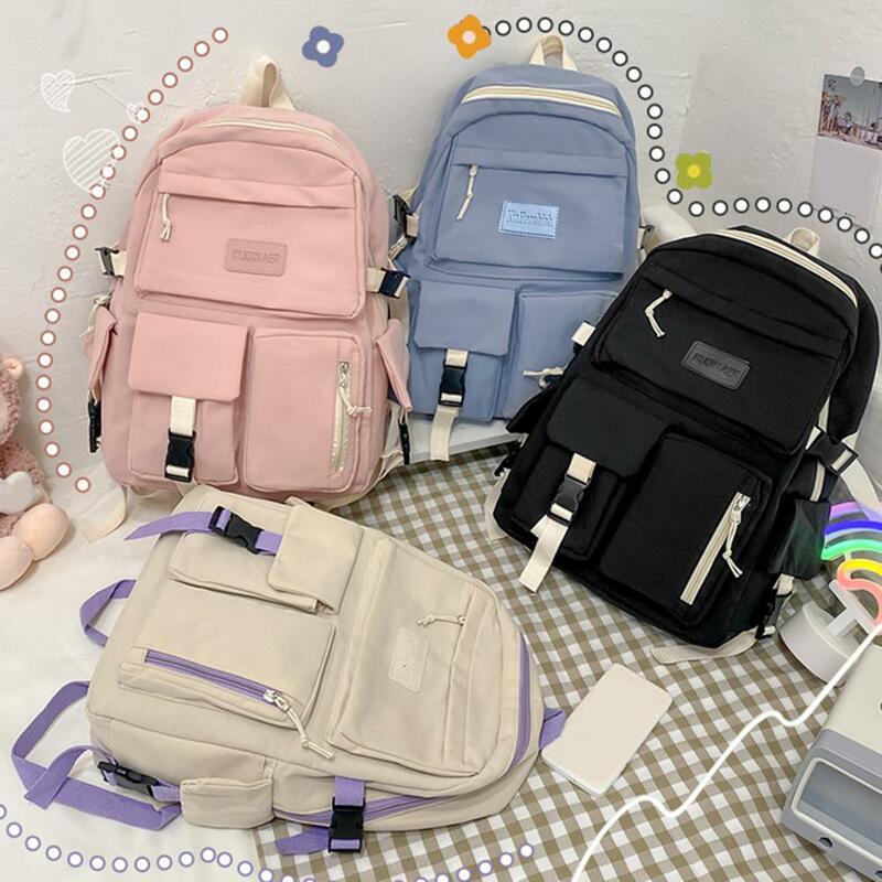 Mochila de lona ligera para mujer, mochila escolar de lona para estudiantes con capacidad, diseño transpirable, bolsa de viaje
