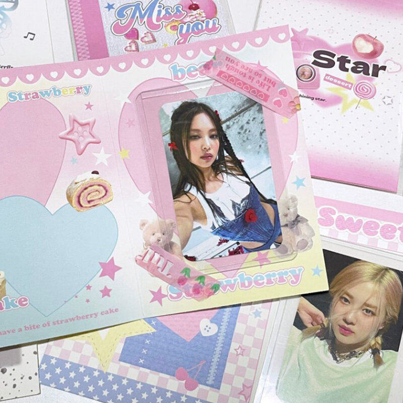 Porte-cartes photo pliable coréen Ins Fashion, papier décoratif fixe, carton, matériel d'emballage bricolage, mignon, K-pop, 3 ", 10 pièces