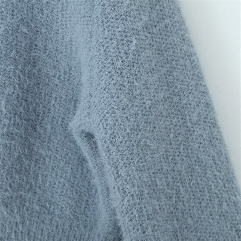 KEYANKETIAN sweter lembut kancing satu baris, pakaian rajut pendek tekstur kuda wanita baru musim gugur/musim dingin