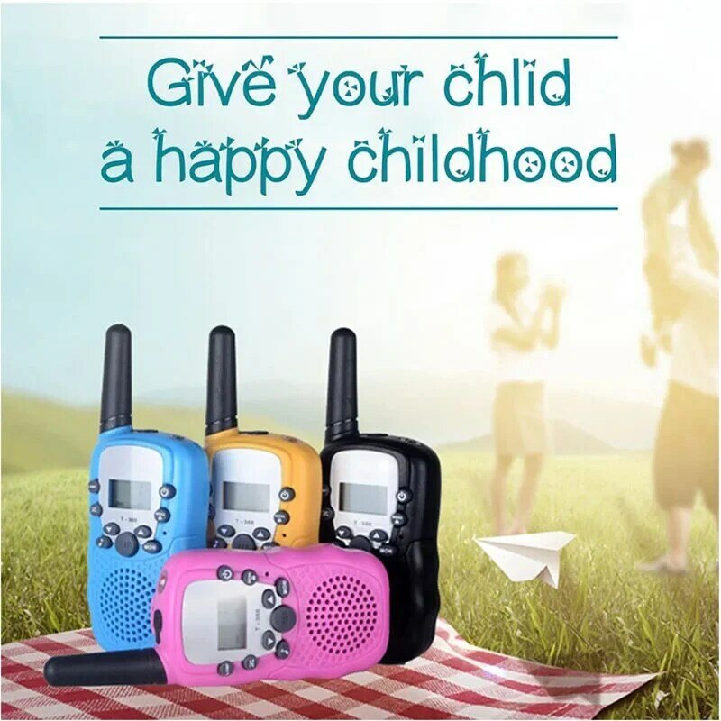 Una coppia T388 Wireless Kids Walkie Talkie Radio portatile portatile 0.5W UHF 462-467MHz 22CH Radio bidirezionale A lungo raggio per bambini