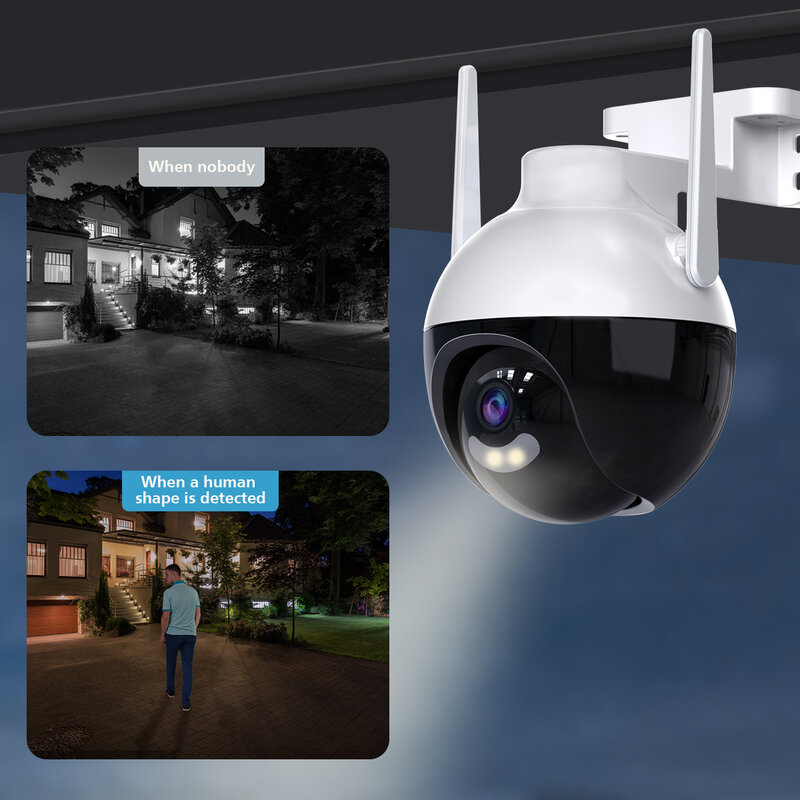 Cámara de Videovigilancia IP PTZ de 4MP, videocámara de seguridad CCTV ICSEE con detección humana AI, Audio bidireccional, inalámbrica, 4K, 4MP, para exteriores