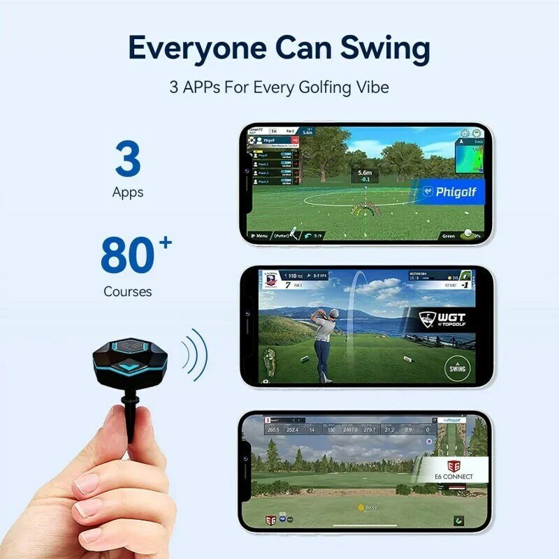 Phigolf home golf simulator-Swing trainer with motion sensor & 3D swing analysis, supports Android and iOS devices, compat
