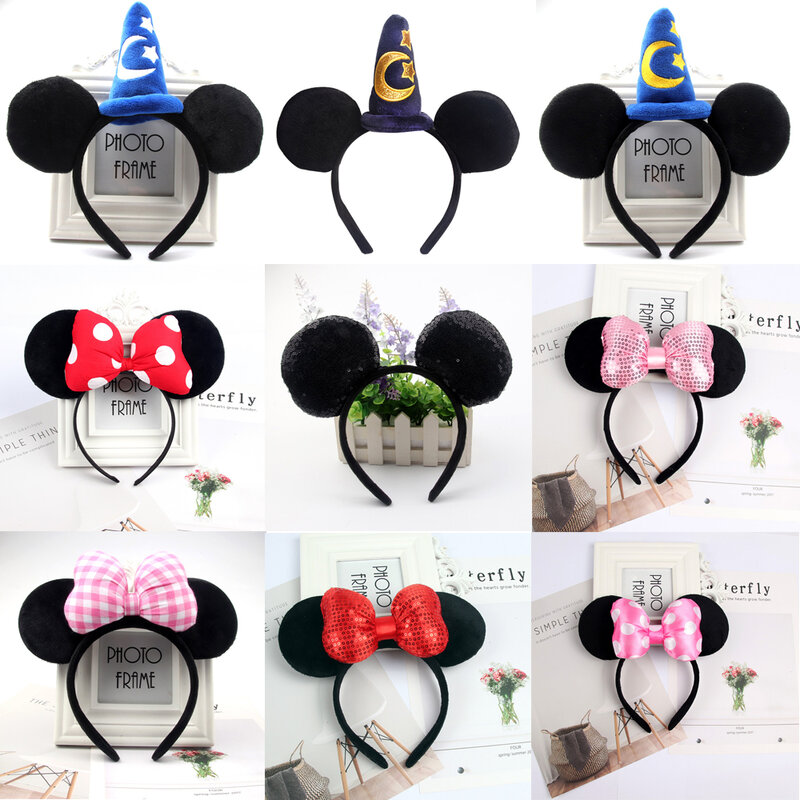Disney bonito brinquedo de pelúcia mickey minnie mouse headwear princesa mickey minnie orelhas meninas faixas de cabelo cabeça hoop presente do miúdo