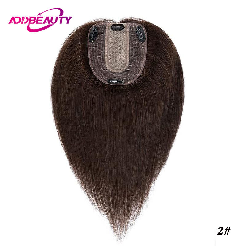 12x13cm Top in seta donna parrucchino capelli umani Base in seta diritta parrucche per capelli umani Clip nell'estensione dei capelli umani Toppers per capelli naturali