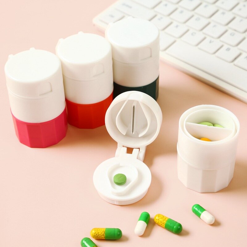 Разделитель для лекарств Box хранение таблеток дробилка Многофункциональная портативная 4-слойная Порошковая фреза для порошка