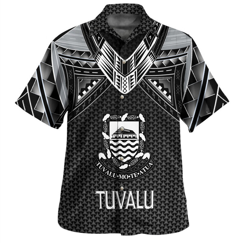 Estate Vintage 3D polinesiano Tuvalu emblema stampato camicie Tuvalu bandiera grafica camicie corte uomo moda Streetwear camicie camicette