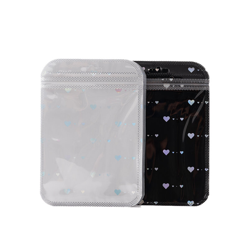 50 pezzi di plastica olografica stella luna cuore autosigillante sacchetto Laser gioielli confezione regalo sacchetto di imballaggio forniture per piccole imprese