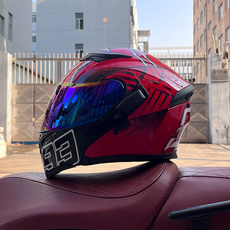 JIEKAI-casco de motocicleta con forro extraíble, visera de doble lente, abatible hacia arriba, para carreras, Motocross, verano e invierno