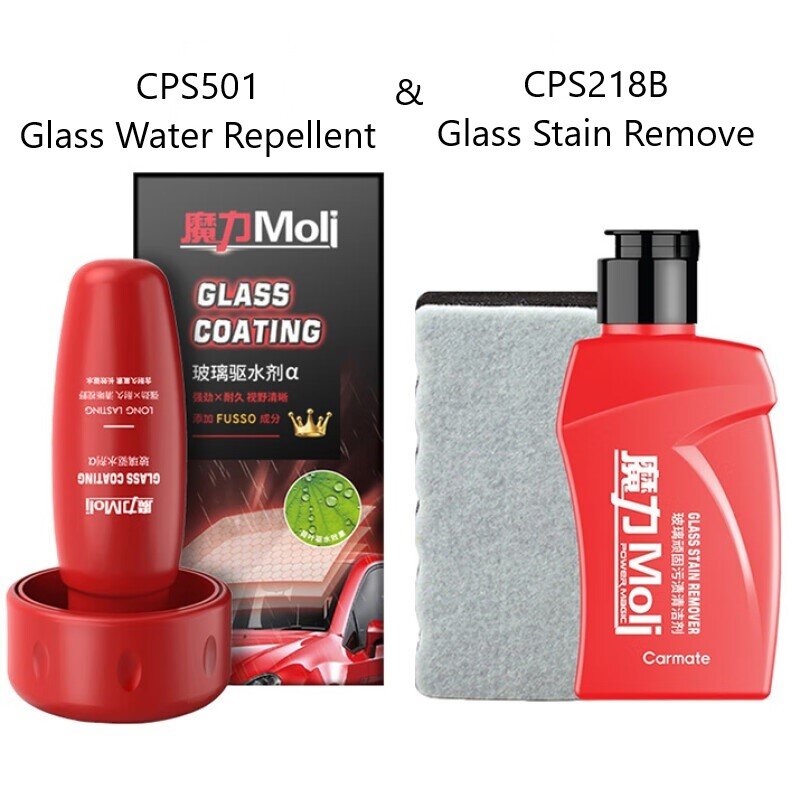 CAMATE CPS501 CPS218B Power Magic Glass Coating, concentrado repelente al agua, antimanchas, película de aceite para parabrisas, juego de limpieza para coche