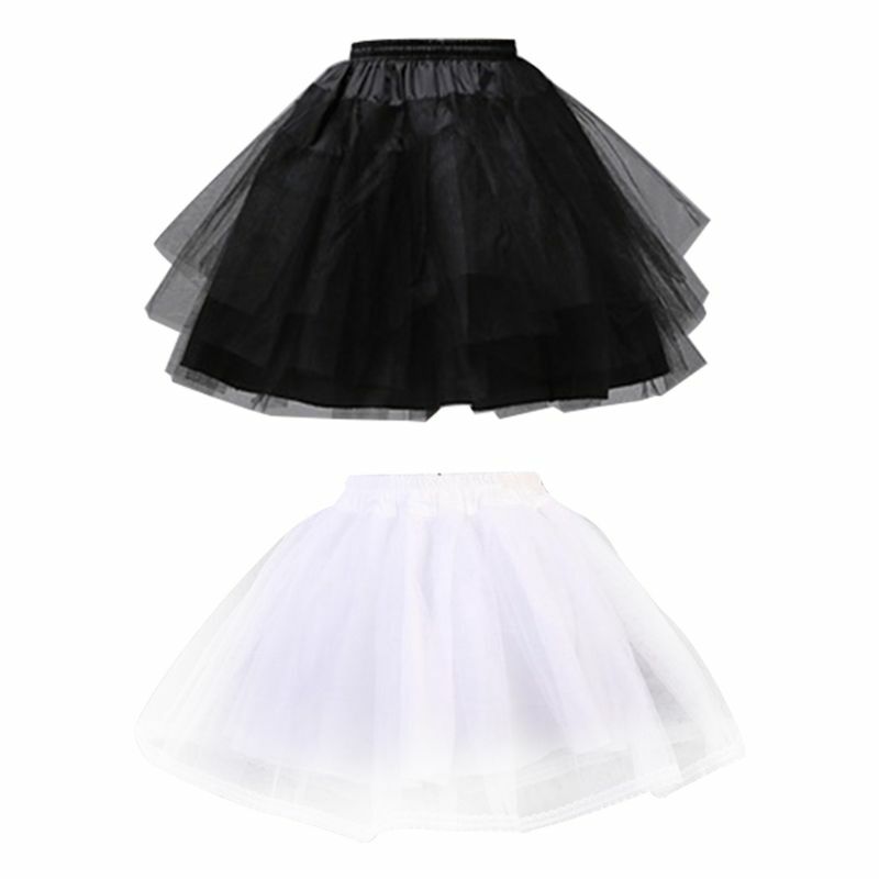 Rok Dalaman Tulle Pendek Warna Solid Lapisan Ganda Wanita Perempuan Rok Bawahan Jala A Line Pinggang Elastis untuk Pernikahan