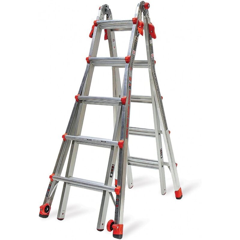 Kleine Gigantische Laddersystemen, Snelheid Met Wielen, M22, 22 Ft, Multi-Positie Ladder, Aluminium, Type 1a, 300 Lbs Gewicht,