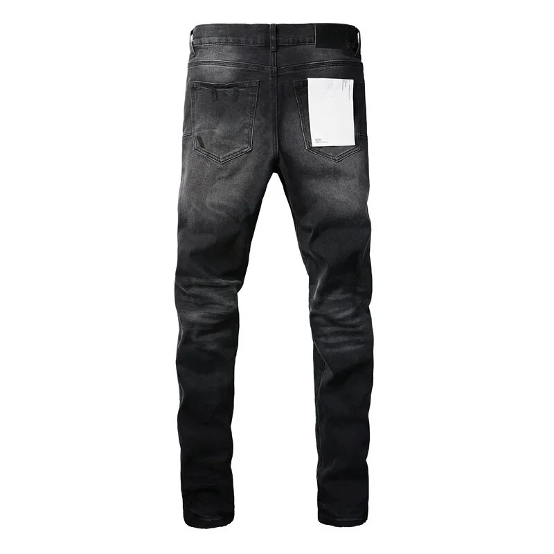 Alta qualità 2024 nuovi jeans viola marca ROCA Fashion High street, riparazione buco nero, jeans attillati a vita bassa, pantaloni taglia 28-40