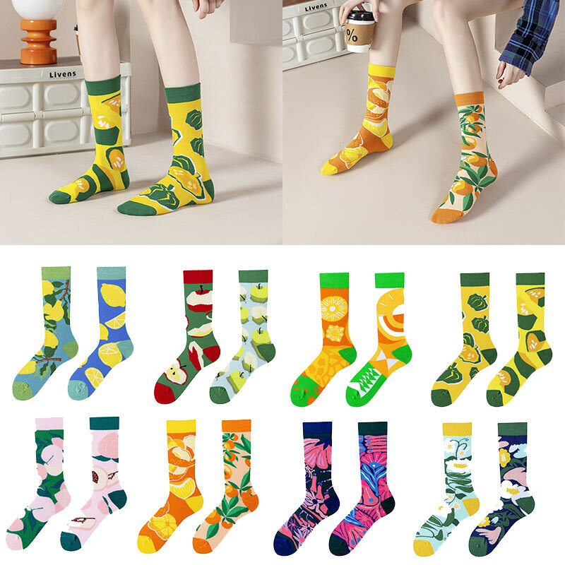 Calzini AB nuovi calzini da coppia calzini in cotone pettinato con cuciture a mano Creative Cartoon Long Tube Cotton Socks