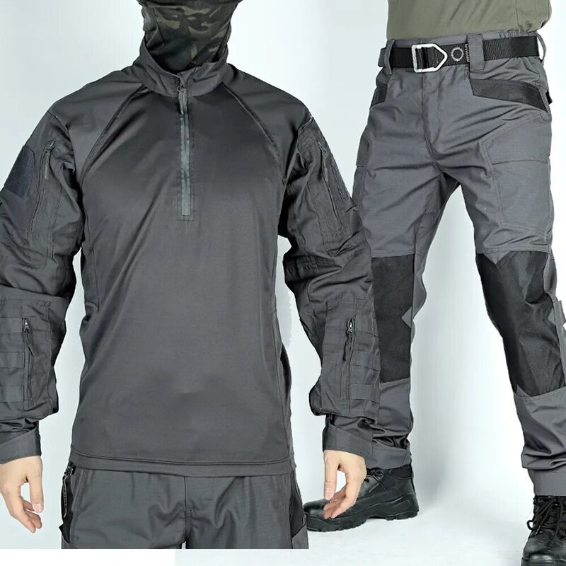 Conjuntos de sapo tático de camuflagem para homens, treinamento ao ar livre, tops militares resistentes ao desgaste, calças de carga, uniforme de combate