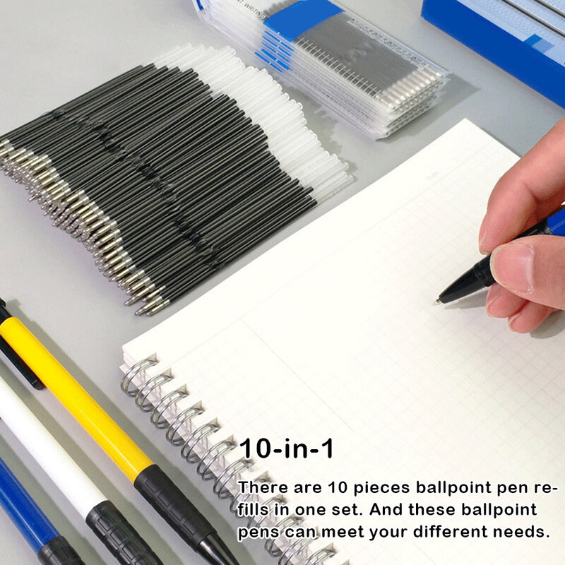 Recambio de bolígrafo portátil para adultos, recambio de tinta de 3 a 0mm, material de papelería para oficina y escuela, 10 unidades