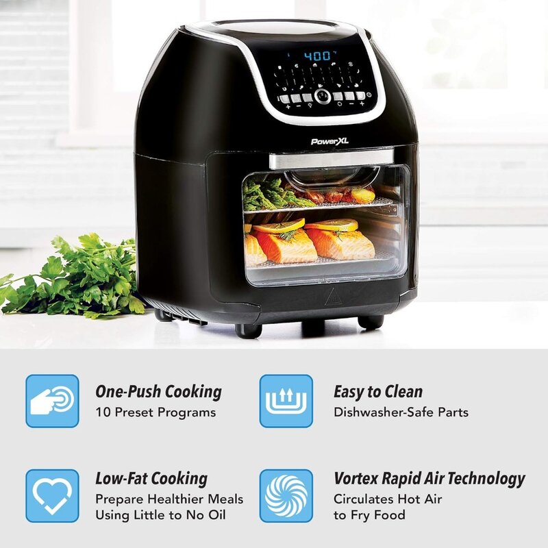 Vortex Rine Air Technology pour friteuse à air, SmartDivip, faire griller, cuire, rôtir, réchauffer, déshydrater, panier unique de 10 qt